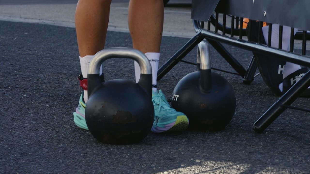 Kettlebells set out for a competition workout